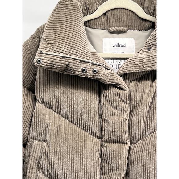 Aritzia Wilfred The Cloud Puff Corduroy Beige Goose Down Puffer